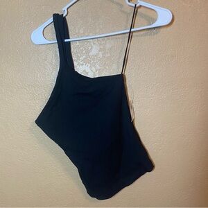 Old Navy Black One Shoulder Tank Top Ribbed NWT